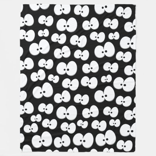 Cute Black & White Spooky Eyes Pattern Halloween Fleece Deken (Voorkant)