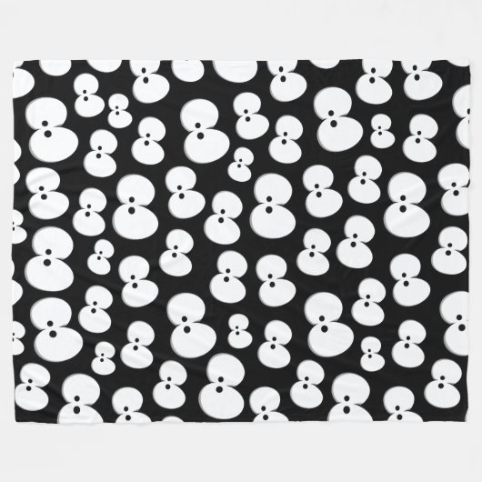 Cute Black & White Spooky Eyes Pattern Halloween Fleece Deken (Voorkant (Horizontaal))