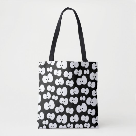 Cute Black & White Spooky Eyes Pattern Halloween Tote Bag (Voorkant)