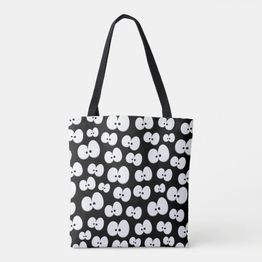 Cute Black & White Spooky Eyes Pattern Halloween Tote Bag (Achterkant)