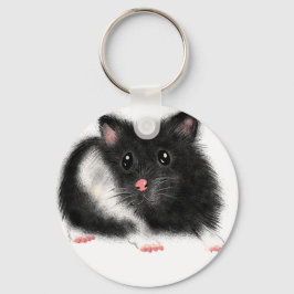 Cute Black white Syrian hamster cadeau accessoires Sleutelhanger