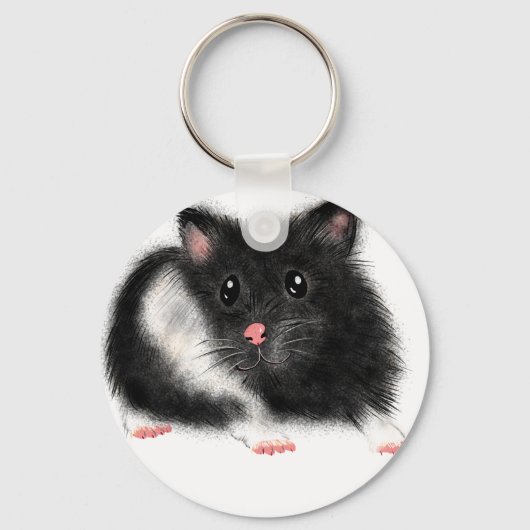 Cute Black white Syrian hamster cadeau accessoires Sleutelhanger (Voorkant)