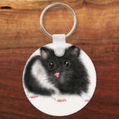 Cute Black white Syrian hamster cadeau accessoires Sleutelhanger (Voorkant)