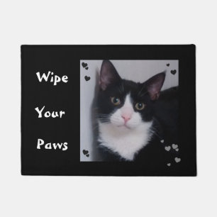 Cute Black White Tux Cat - Veeg uw poten deurmat s