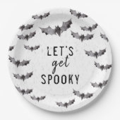 Cute Black & White Waterverf Bat Spooky Halloween Papieren Bordje (Voorkant)