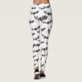 Cute Black & White Waterverf Bats Halloween Leggings (Achterkant)