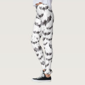 Cute Black & White Waterverf Bats Halloween Leggings (Links)