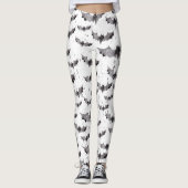 Cute Black & White Waterverf Bats Halloween Leggings (Voorkant)