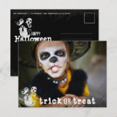 Cute Black & White Waterverf Ghosts Halloween Aankondigingskaart (Voorkant / Achterkant)