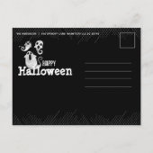 Cute Black & White Waterverf Ghosts Halloween Aankondigingskaart (Achterkant)