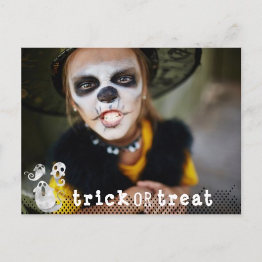 Cute Black & White Waterverf Ghosts Halloween Aankondigingskaart (Voorkant)