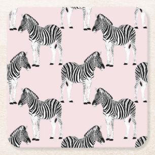 Cute Black & White Zebra Animal Pink Design Kartonnen Onderzetters