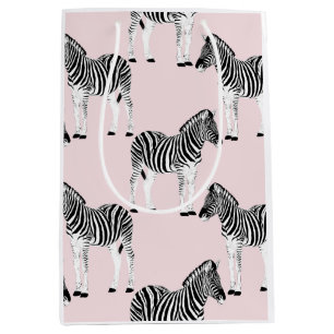 Cute Black & White Zebra Animal Pink Design Medium Cadeauzakje