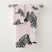 Cute Black White Zebra Animal Roze design Bad Handdoek (Insitu)