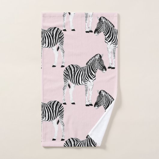 Cute Black White Zebra Animal Roze design Bad Handdoek (Handdoek)
