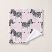 Cute Black White Zebra Animal Roze design Bad Handdoek (Wasdoekje)