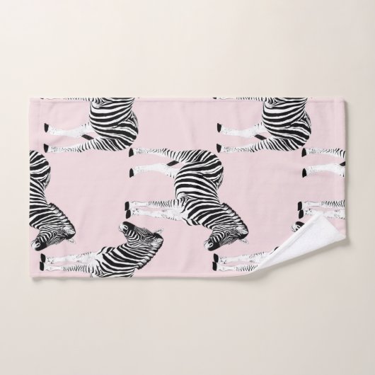 Cute Black White Zebra Animal Roze design Bad Handdoek (Handdoek)