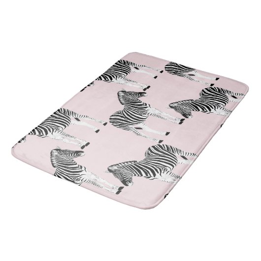 Cute Black White Zebra Animal Roze design Badmat (Gekanteld)
