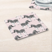 Cute Black White Zebra Animal Roze design Kartonnen Onderzetters (Schuin)