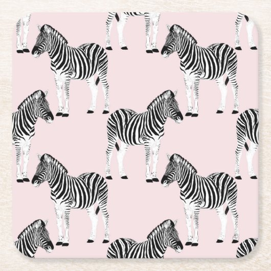 Cute Black White Zebra Animal Roze design Kartonnen Onderzetters (Voorkant)