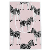 Cute Black White Zebra Animal Roze design Medium Cadeauzakje (Voorkant)