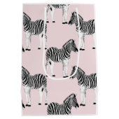 Cute Black White Zebra Animal Roze design Medium Cadeauzakje (Achterkant)