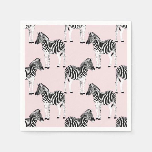 Cute Black White Zebra Animal Roze design Servet (Voorkant)