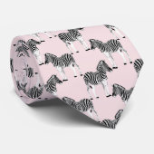 Cute Black White Zebra Animal Roze design Stropdas (Opgerold)