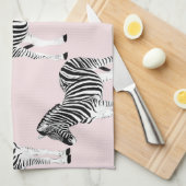 Cute Black White Zebra Animal Roze design Theedoek (Quarter Fold)