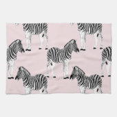 Cute Black White Zebra Animal Roze design Theedoek (Horizontaal)