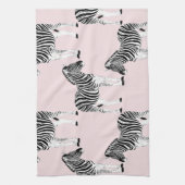 Cute Black White Zebra Animal Roze design Theedoek (Verticaal)