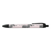 Cute Black White Zebra Animal Roze design Zwarte Inkt Pen (Bovenkant)