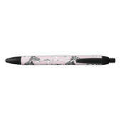 Cute Black White Zebra Animal Roze design Zwarte Inkt Pen (Achterkant)