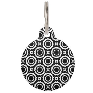 Cute black white zigzag circles pattern huisdierpenning