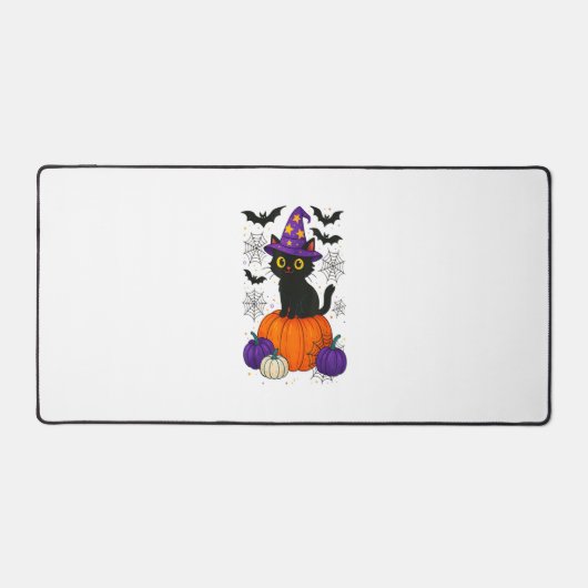 Cute Black Witch Cat Pumpkin Halloween Costume Fal Bureaumat (Voorkant)