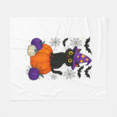 Cute Black Witch Cat Pumpkin Halloween Costume Fal Fleece Deken (Voorkant (Horizontaal))
