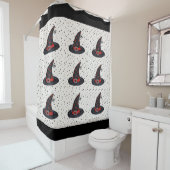 Cute Black Witch Petten Stars Dangling Spiers Douchegordijn (In situ)