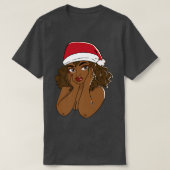 Cute Black Woman Wearing Santa Claus-Pet T-shirt (Design voorkant)