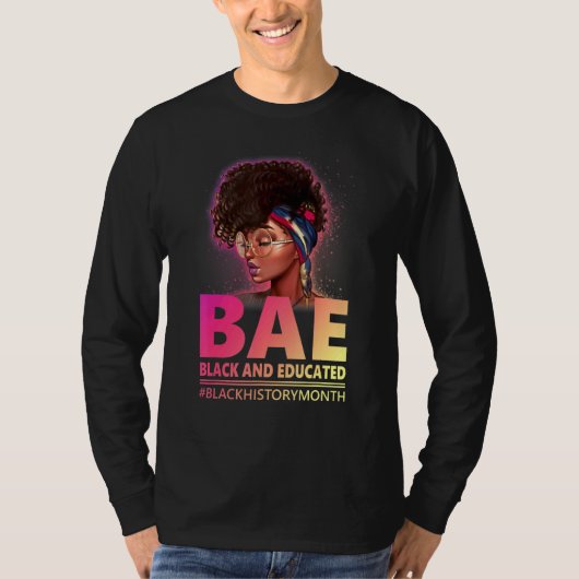Cute Black Women Bae Black en Opgeleide Queen Camp T-shirt (Voorkant)