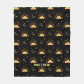 Cute Black Yellow Boho Celestial Seamless Pattern Fleece Deken (Voorkant)