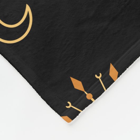 Cute Black Yellow Boho Celestial Seamless Pattern Fleece Deken (Hoek)