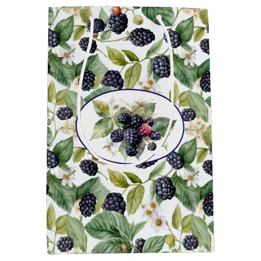 Cute Blackberries Waterverf Medium Cadeauzakje (Voorkant)