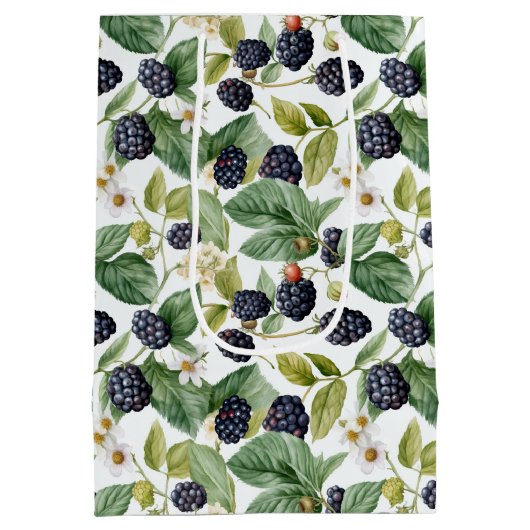 Cute Blackberries Waterverf Medium Cadeauzakje (Achterkant)