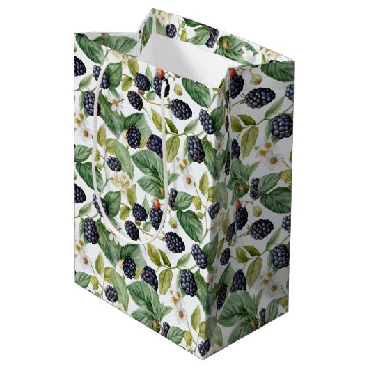 Cute Blackberries Waterverf Medium Cadeauzakje (Achterkant Gekanteld)