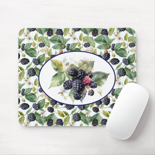 Cute Blackberries Waterverf Muismat (Met muis)