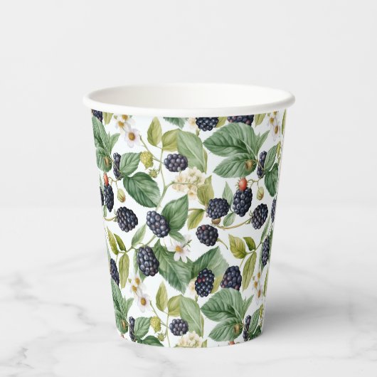 Cute Blackberries Waterverf Papieren Bekers (Achterkant)