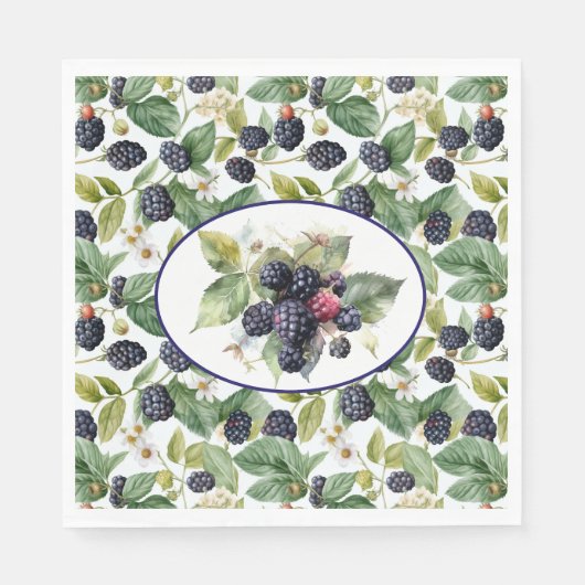 Cute Blackberries Waterverf Servet (Voorkant)