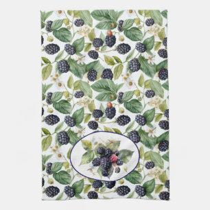 Cute Blackberries Waterverf Theedoek