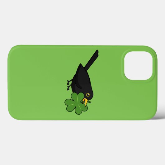 Cute Blackbird met Shamrock Clover Cartoon Case-Mate iPhone Case (Achterkant (horizontaal))
