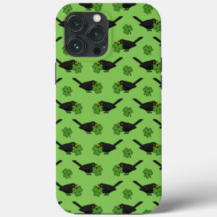 Cute Blackbird met Shamrock Clover Cartoon Case-Mate iPhone Case